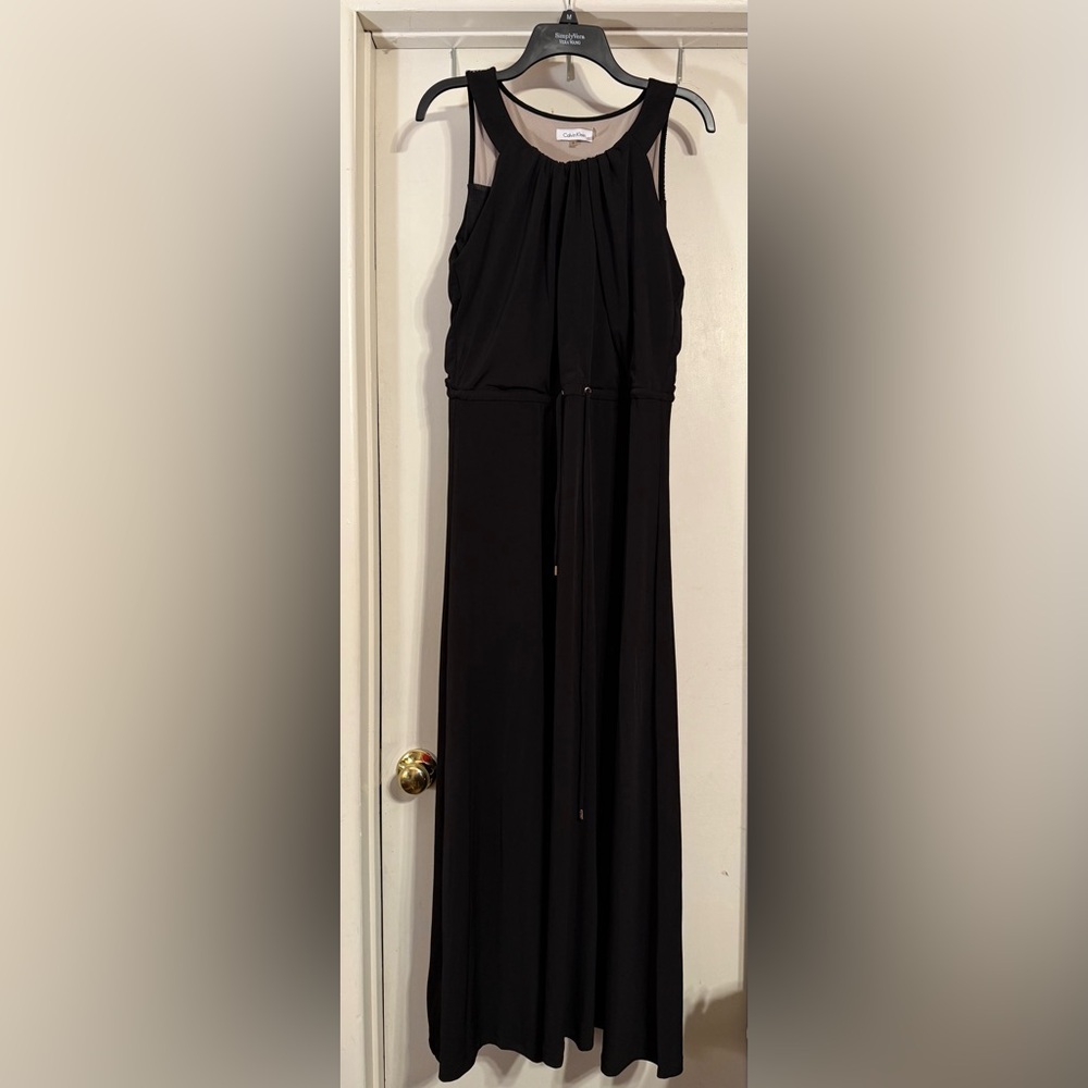 Calvin Klein Black Sleeveless Maxi Dress with Drawstring Waist